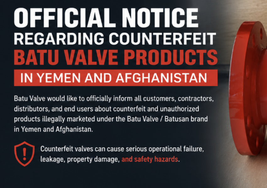 Official Notice Regarding Counterfeit Batu Valve Products in Yemen and Afghanistan
